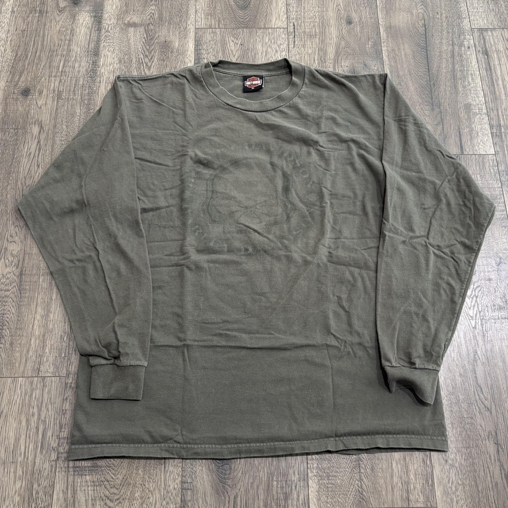 Vintage Harley-Davidson Shirt Mens XL Green Daytona Beach Made USA Long Sleeve